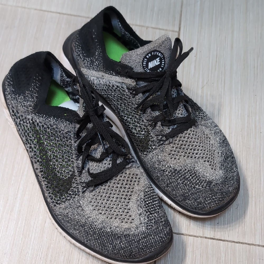 Nike Free Rn Flyknit Running Shoes Black, Gray, Green